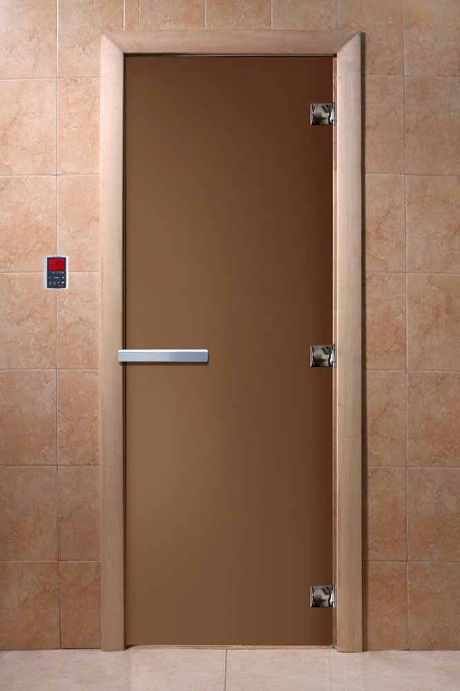 Дверь для бани/сауны DoorWood Бронза матовая(Размер 1800*600 мм, Расположение Правая)