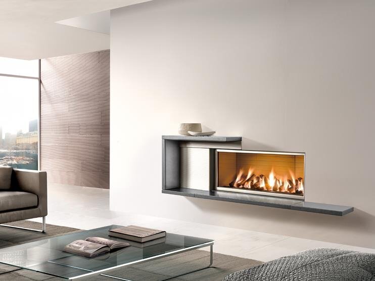 Каминная облицовка Piazzetta LINZ(Цвет керамики Grigio Ferro и Giallo Accesso, Для топок MA 264 / MC 120/48)