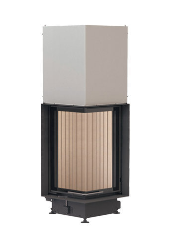 Каминная топка Brunner Eck-Kamin 70/33/33 с подъёмом (стекло - угловое)(Монтажная черная рама 70 мм)