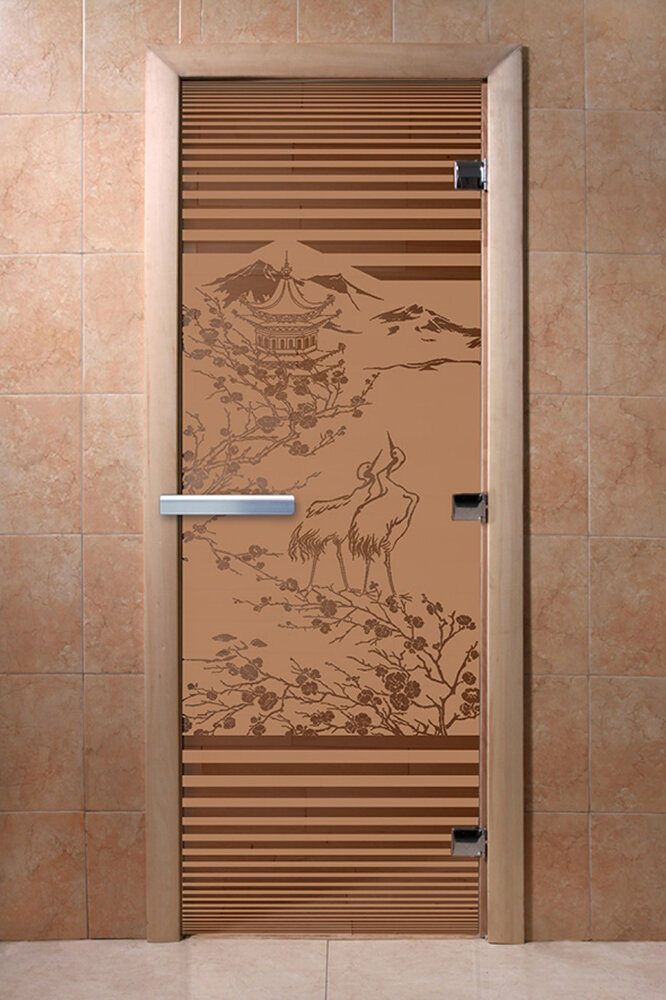 Дверь для бани/сауны DoorWood Япония бронза матовая(Размер 2000*900 мм, Расположение Правая)