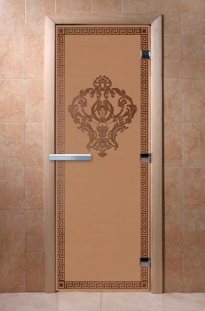 Дверь для бани/сауны DoorWood Версаче бронза матовая(Размер 1800*800 мм, Расположение Левая)