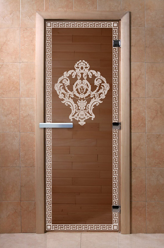 Дверь для бани/сауны DoorWood Версаче бронза(Размер 2100*700 мм, Расположение Правая)