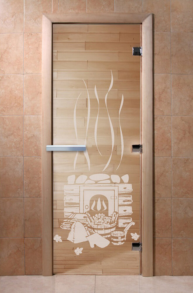 Дверь для бани/сауны DoorWood Банька прозрачная(Размер 2100*900 мм, Расположение Левая)