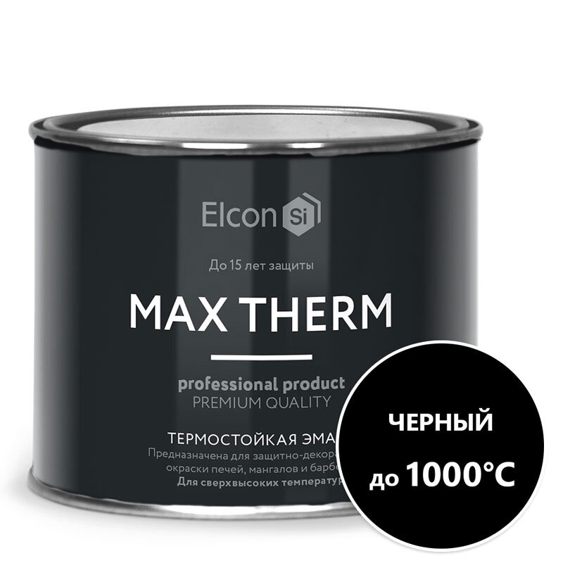 Эмаль термостойкая Elcon до +1000 черная.0,4 кг.