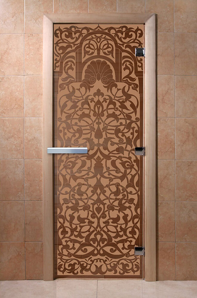 Дверь для бани/сауны DoorWood Флоренция бронза матовая(Размер 2100*700 мм, Расположение Левая)