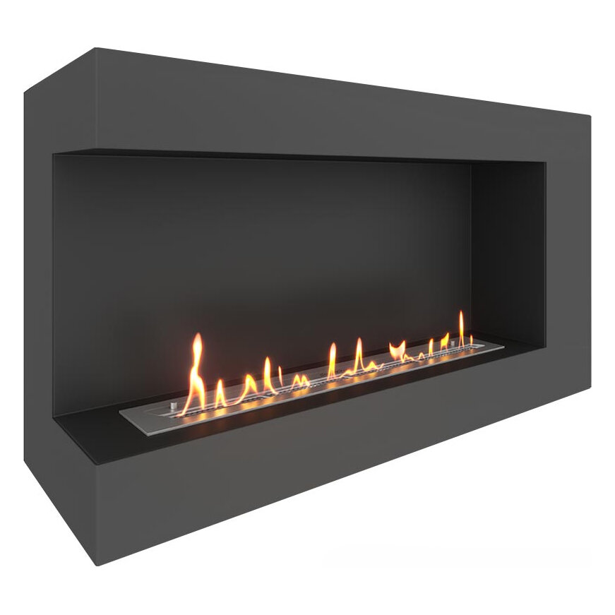 Встраиваемый угловой биокамин SteelHeat GRAND 1100(Расположение Левый, Стекло Со стеклом, Стемалит Со стемалитом)