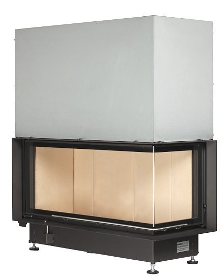 Каминная топка Brunner Architektur-Kamin Eck 45/101/40 R с подъёмом (стекло - угловое)(Монтажная черная рама 50 мм)