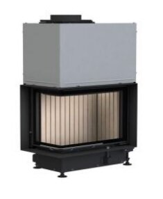 Каминная топка Brunner Eck-Kamin 42/57/30 L с подъёмом (стекло - угловое)(Монтажная черная рама 70 мм)