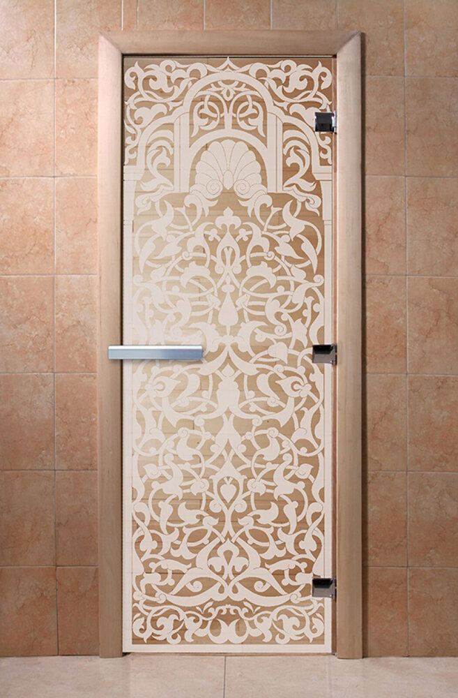 Дверь для бани/сауны DoorWood Флоренция сатин(Размер 2000*600 мм, Расположение Правая)