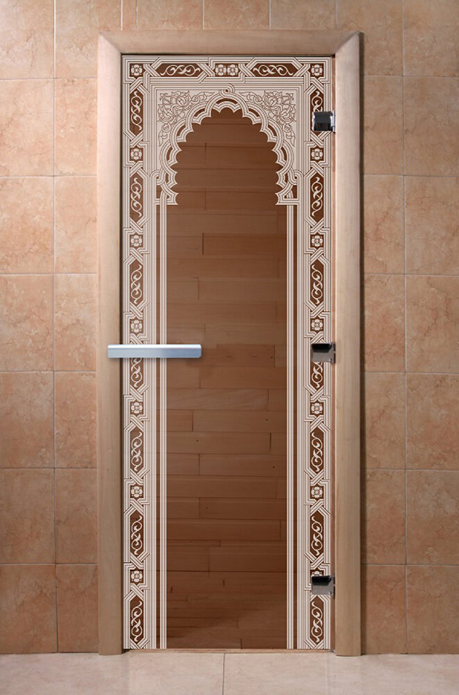 Дверь для бани/сауны DoorWood Восточная арка бронза(Размер 1800*600 мм, Расположение Правая)