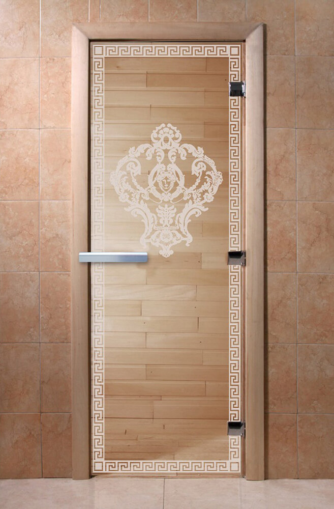 Дверь для бани/сауны DoorWood Версаче прозрачная(Размер 2100*900 мм, Расположение Левая)