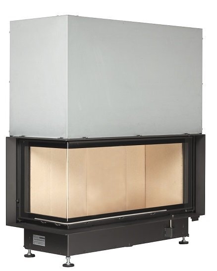 Каминная топка Brunner Architektur-Kamin Eck 45/101/40 L с подъёмом (стекло - угловое)(Монтажная черная рама 70 мм)