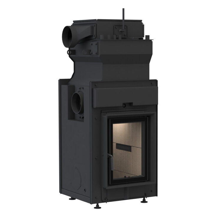 Каминная топка Brunner HKD 2.2 SK + EAS с прямым подключением (дополнительная дверь)(Монтажная рама, черная)