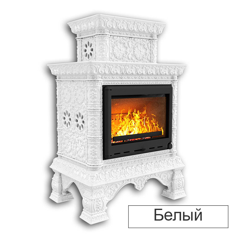 Каминная облицовка КимрПечь Кострома двухъярусная пристенная (Исполнение Однотонный B, Цвет / Декор Олива светлая [F1])