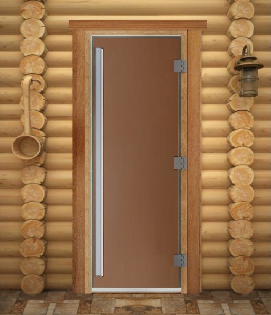 Дверь для бани/сауны DoorWood Престиж Pro(Размер 2000*800 мм, Цвет стекла Матовая бронза)