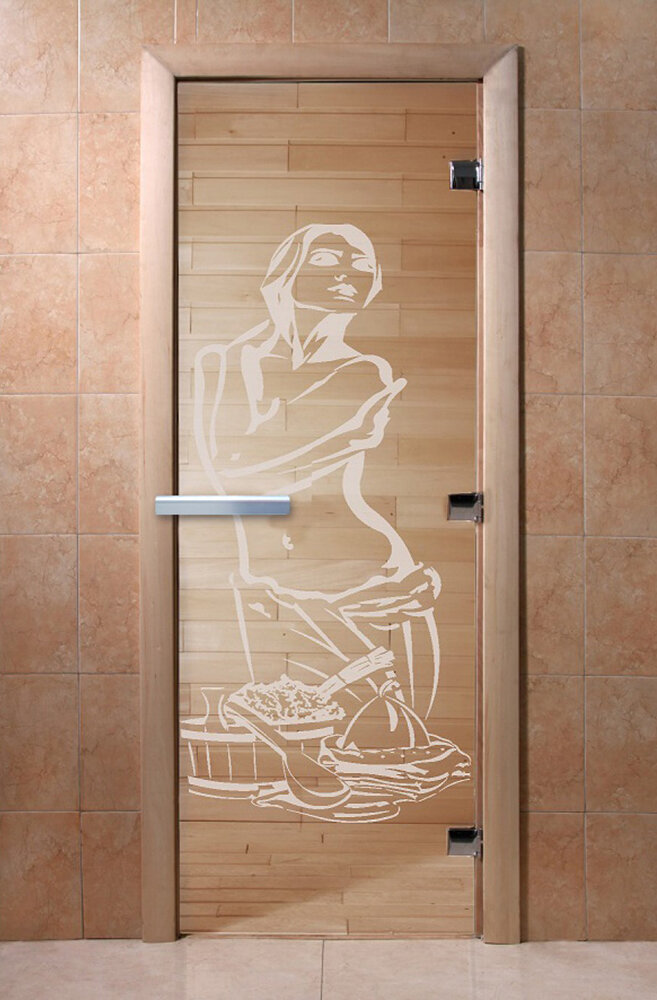 Дверь для бани/сауны DoorWood Искушение прозрачная(Размер 2100*800 мм, Расположение Правая)