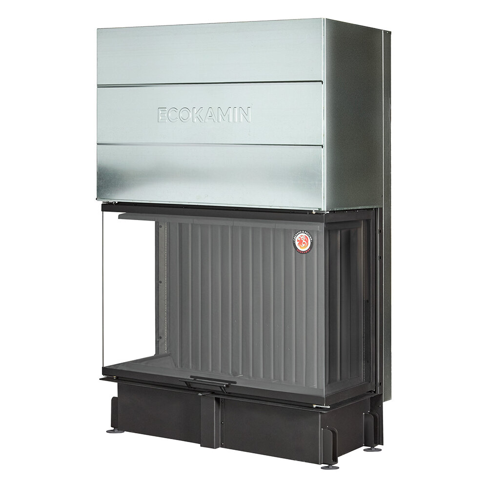 Каминная топка EcoKamin Дельта 1200х800х450P три стекла (подовое горение)(Черный шамот)