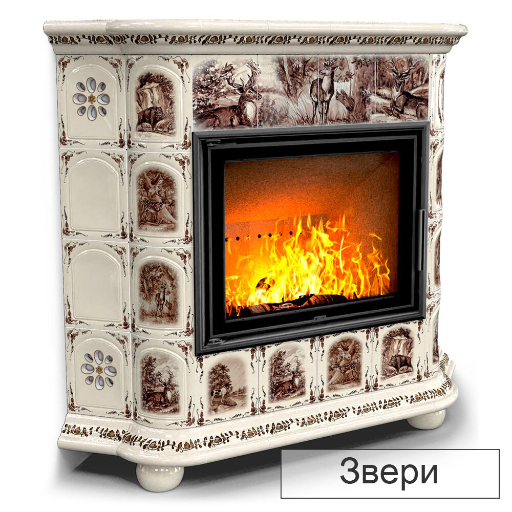 Каминная облицовка КимрПечь Прованс угловой МЛ-700(Исполнение Роспись, Цвет / Декор Звери)