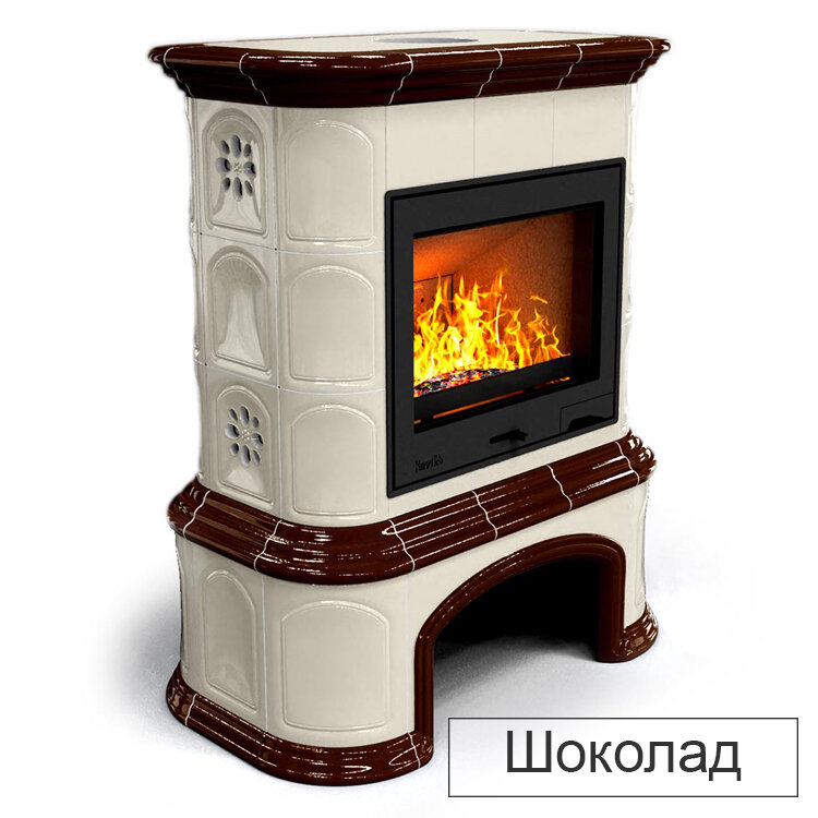 Каминная облицовка КимрПечь Прованс с дровником центральная Л-600(Исполнение Однотонный B, Цвет / Декор Шоколад [G4])