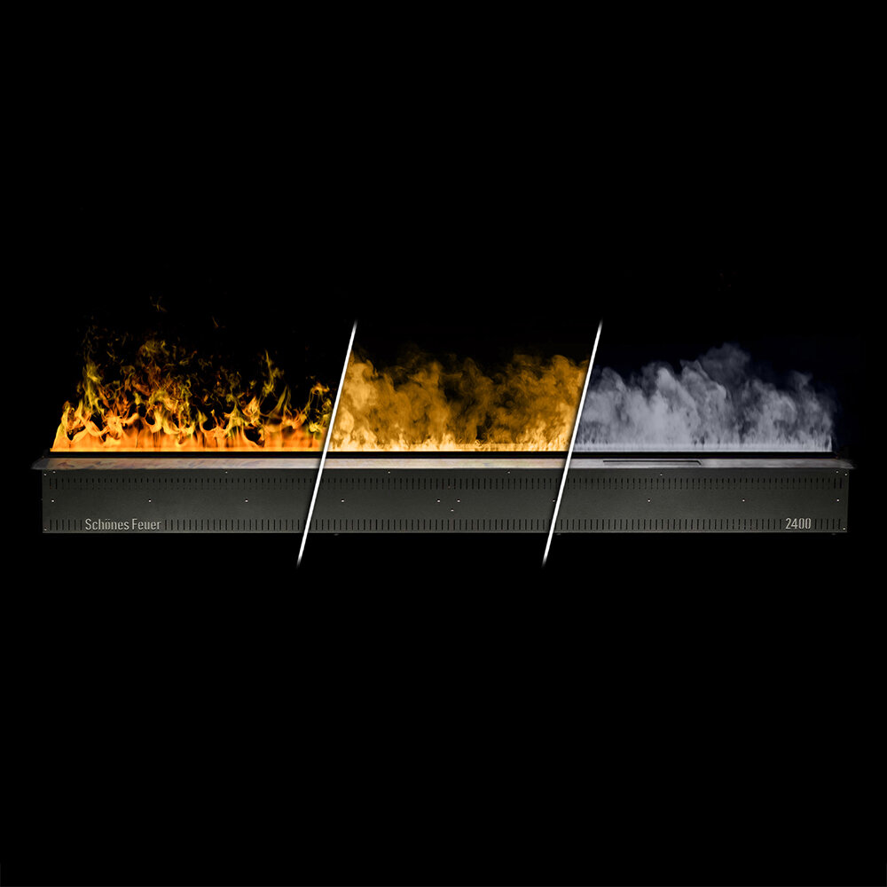 Встраиваемый камин-увлажнитель Schones Feuer 3D Hot Line 2400(Классический) (Панель Нержавеющая)
