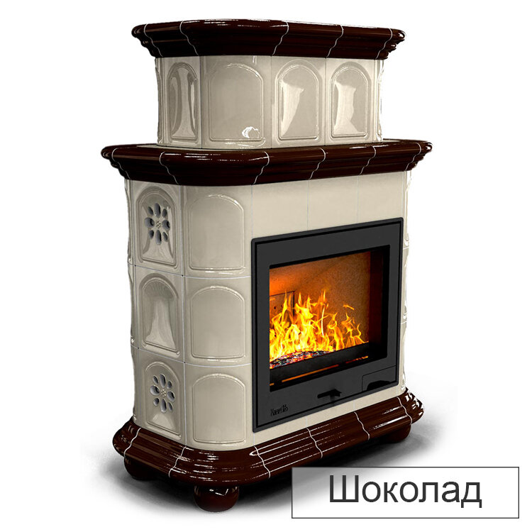 Каминная облицовка КимрПечь Прованс пристенный двухъярусный Л-600(Исполнение Однотонный B, Цвет / Декор Шоколад [G4])