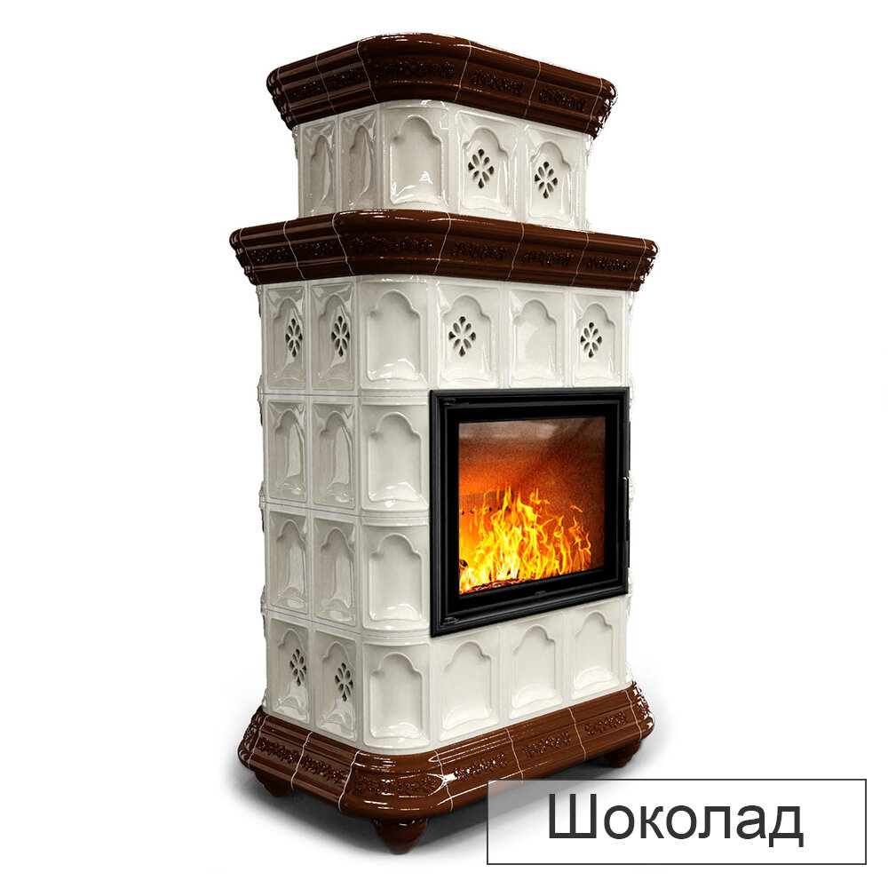 Каминная облицовка КимрПечь Истра двухъярусная центральная МЛ-700(Исполнение Однотонный B, Цвет / Декор Шоколад [G4])