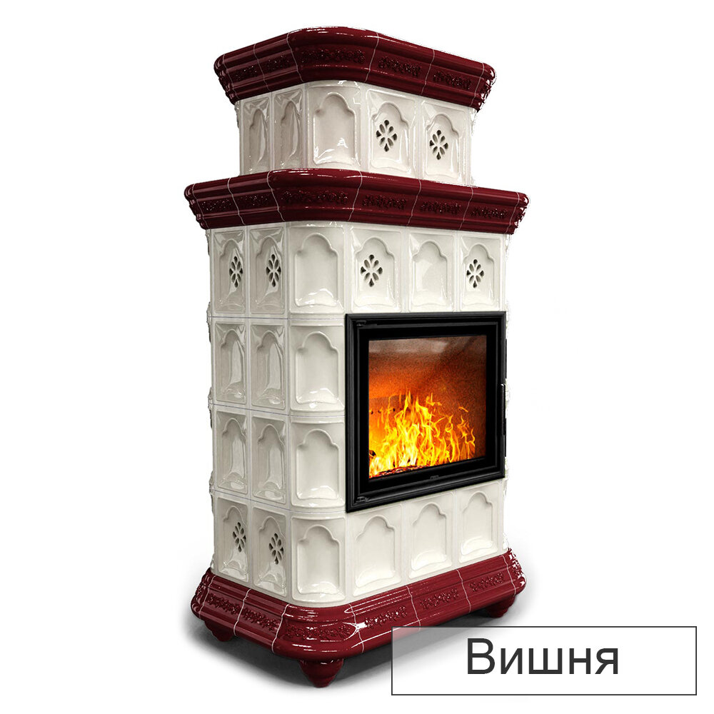 Каминная облицовка КимрПечь Истра двухъярусная центральная МЛ-700(Исполнение Однотонный B, Цвет / Декор Вишня [F3])