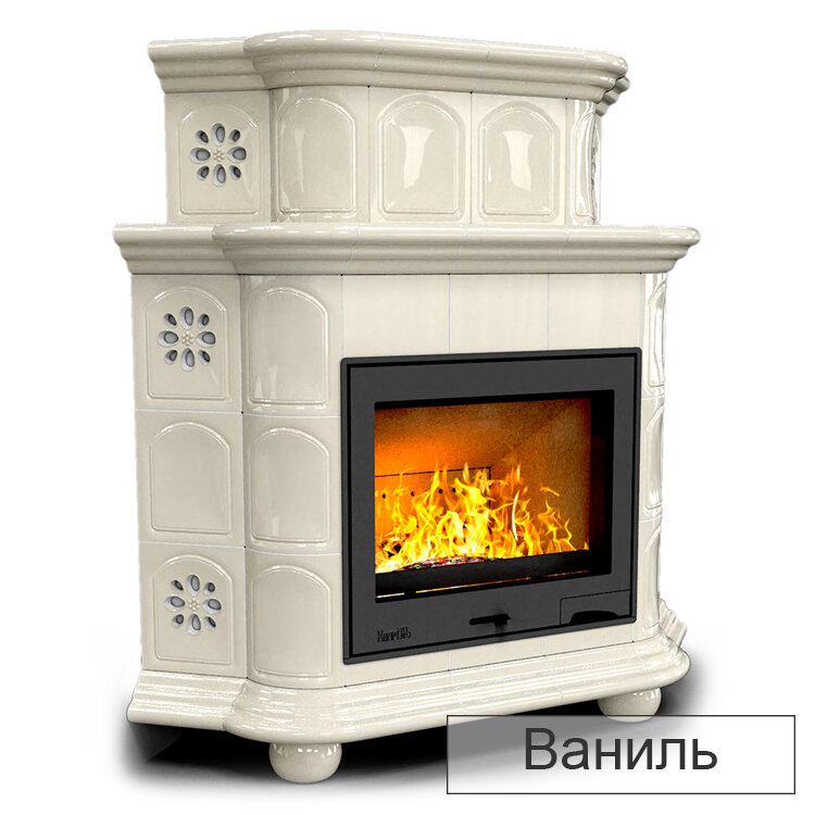 Каминная облицовка КимрПечь Прованс угловой двухъярусный Л-600(Исполнение Однотонный A, Цвет / Декор Ваниль [A2])