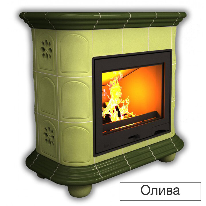Каминная облицовка КимрПечь Прованс центральный Л-600(Исполнение Однотонный B, Цвет / Декор Олива [D4])