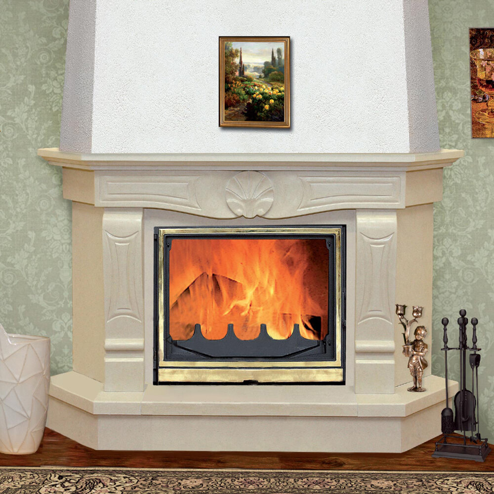 Каминная облицовка Madeira Camila Comfort (угловая)(Мрамор Crema Nova, Тип топки под топку 800)