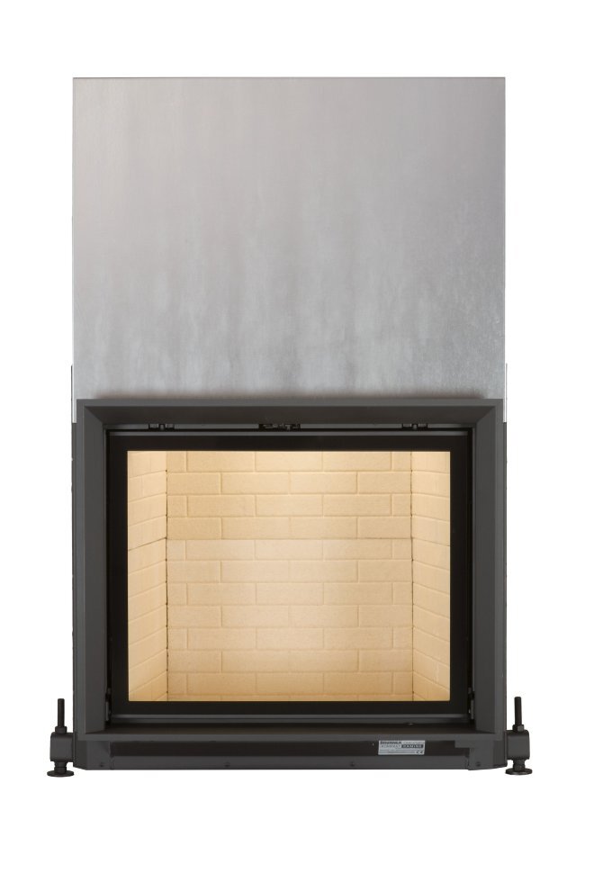 Каминная топка Brunner Stil-Kamin 62/76 (с подъемом)(Чугунный дымосборник ø 200mm с монтажной черной рамой 50 мм)