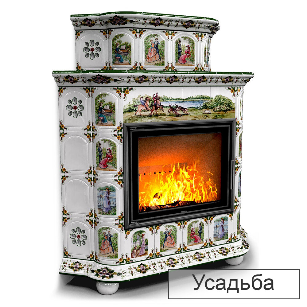 Каминная облицовка КимрПечь Прованс угловой двухъярусный МЛ-700(Исполнение Роспись, Цвет / Декор Усадьба)
