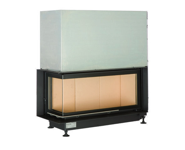 Каминная топка Brunner Architektur-Kamin Eck 38/86/36 L с подъёмом (стекло - угловое)(Монтажная черная рама 50 мм)