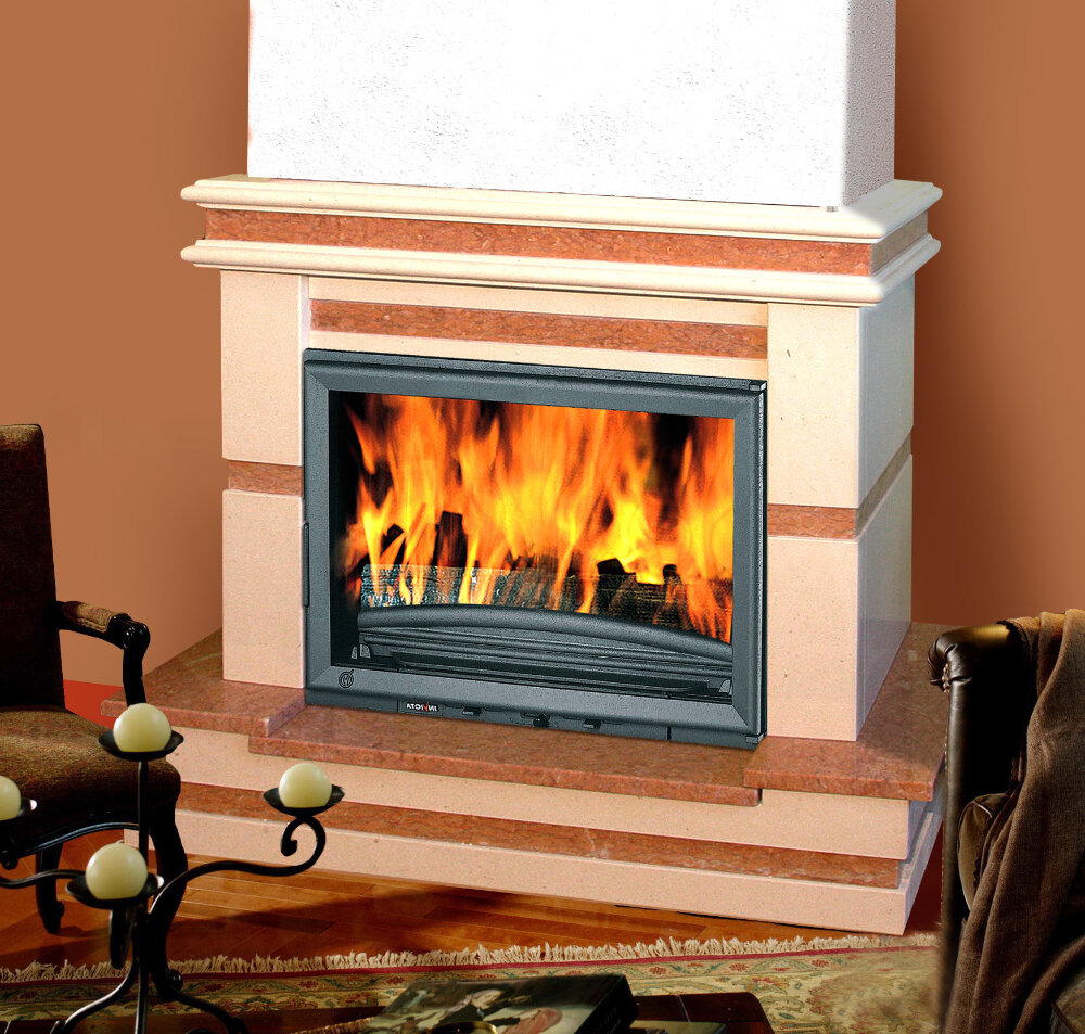 Каминная облицовка Madeira Dalia Comfort (пристенная)(Мрамор Rosso Portugalo / Equator, Тип топки под топку 700)