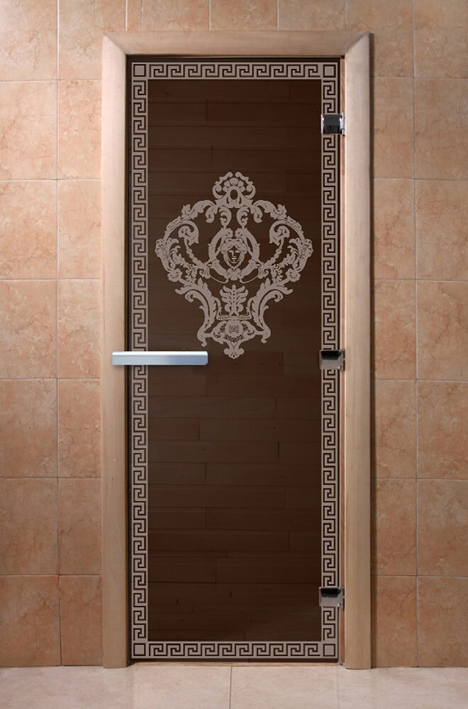 Дверь для бани/сауны DoorWood Версаче черный жемчуг(Размер 1900*700 мм, Расположение Левая)