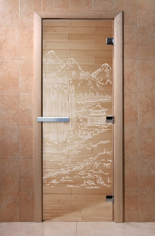 Дверь для бани/сауны DoorWood Китай прозрачная(Размер 2100*900 мм, Расположение Правая)