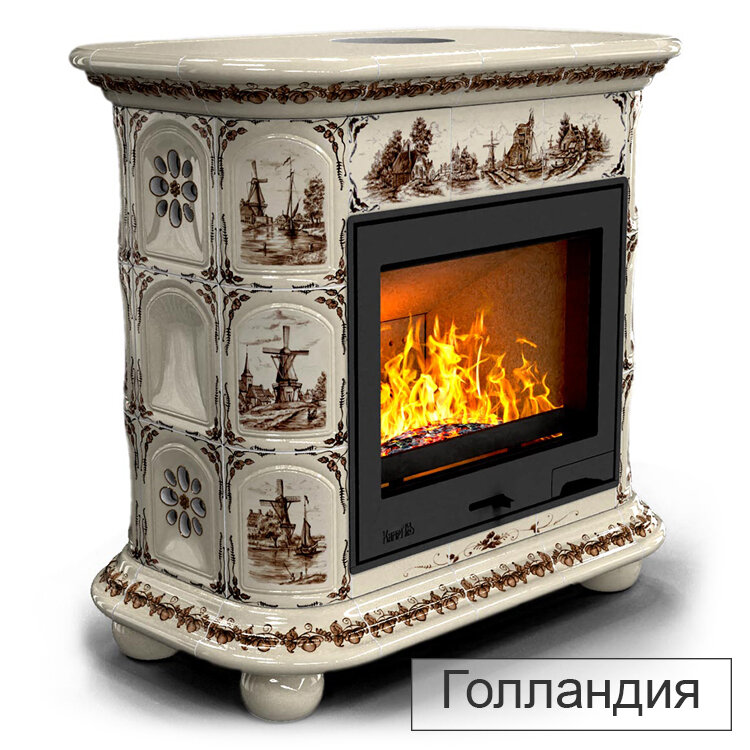 Каминная облицовка КимрПечь Прованс центральный Л-600(Исполнение Роспись, Цвет / Декор Голландия)