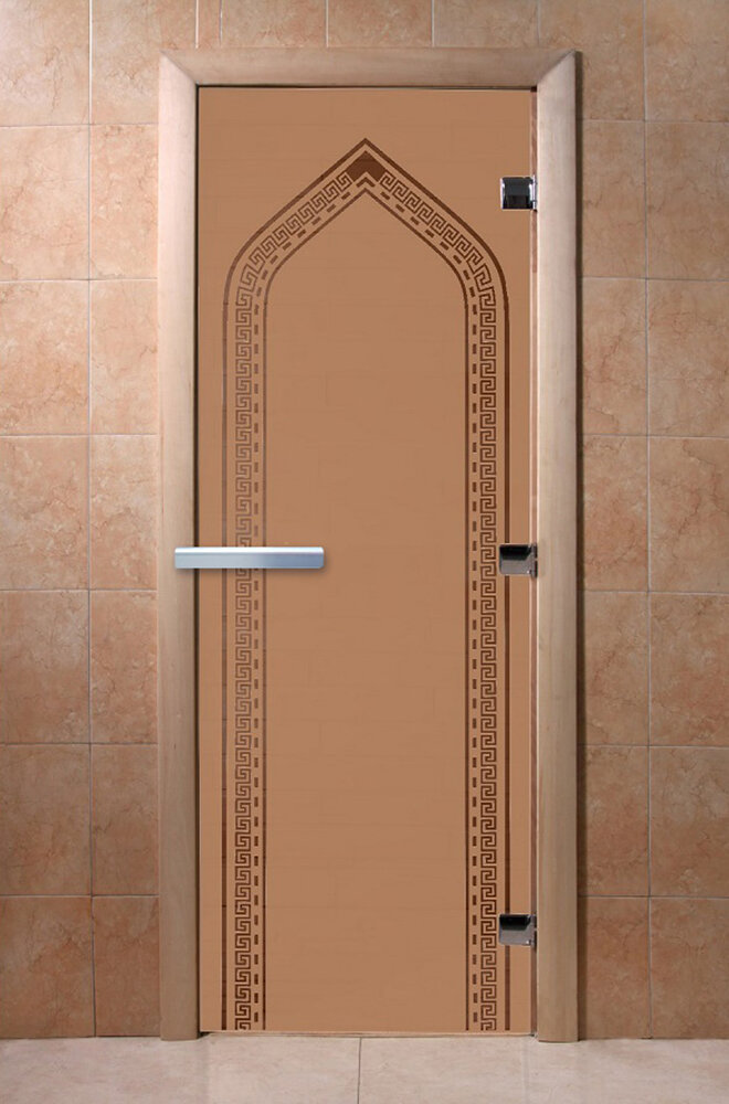 Дверь для бани/сауны DoorWood Арка бронза матовая(Размер 1900*600 мм, Расположение Правая)