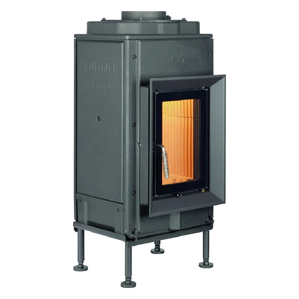 Каминная топка Brunner HKD 2.6 k (плоское стекло) (Декоративная рамка, черная)