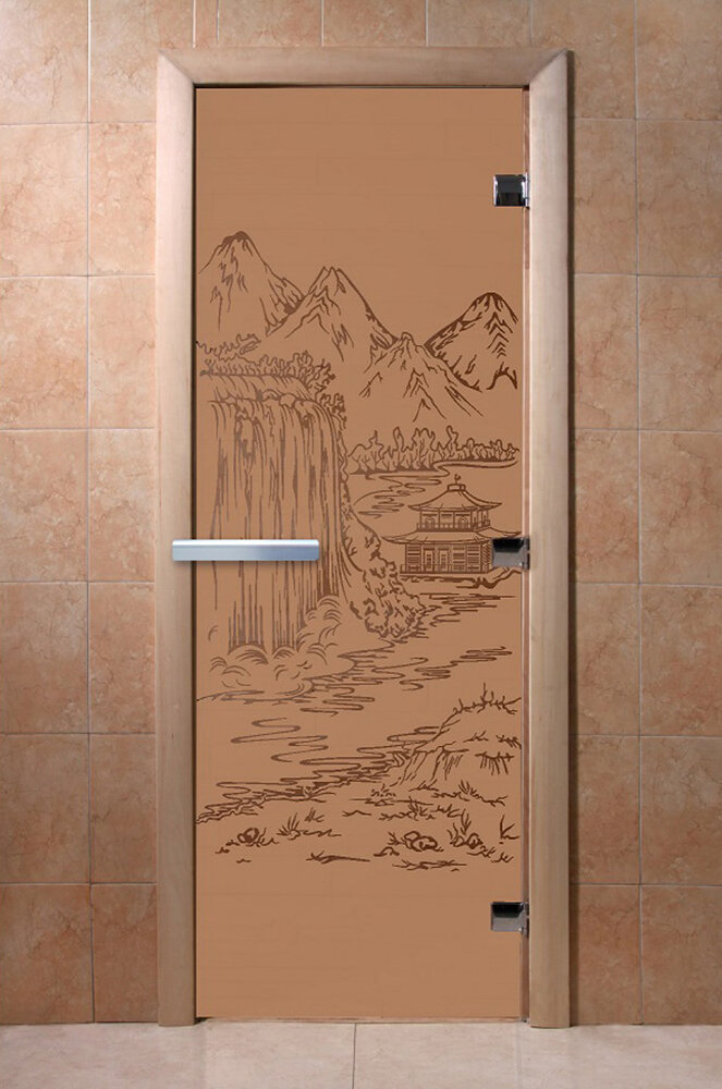 Дверь для бани/сауны DoorWood Китай бронза матовая(Размер 1800*600 мм, Расположение Левая)