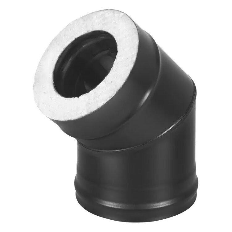 Сэндвич-колено Везувий BLACK (AISI 430/1,0мм, Keralux) 45°(Ø 200/300 мм)