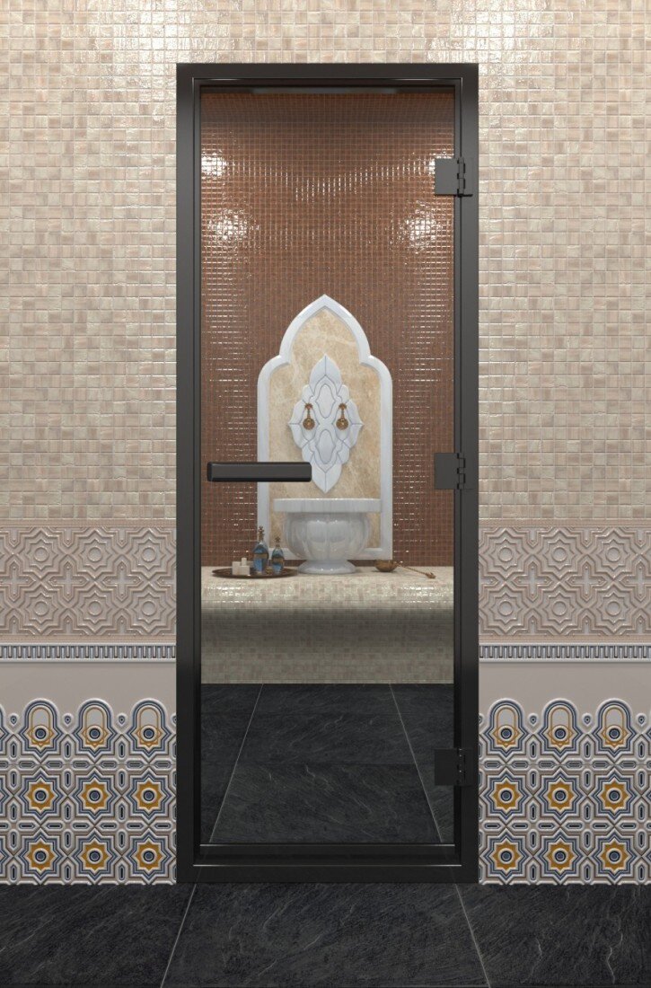 Дверь DoorWood Хамам в черном профиле(Размер 1800*700 мм, Цвет стекла Бронза)