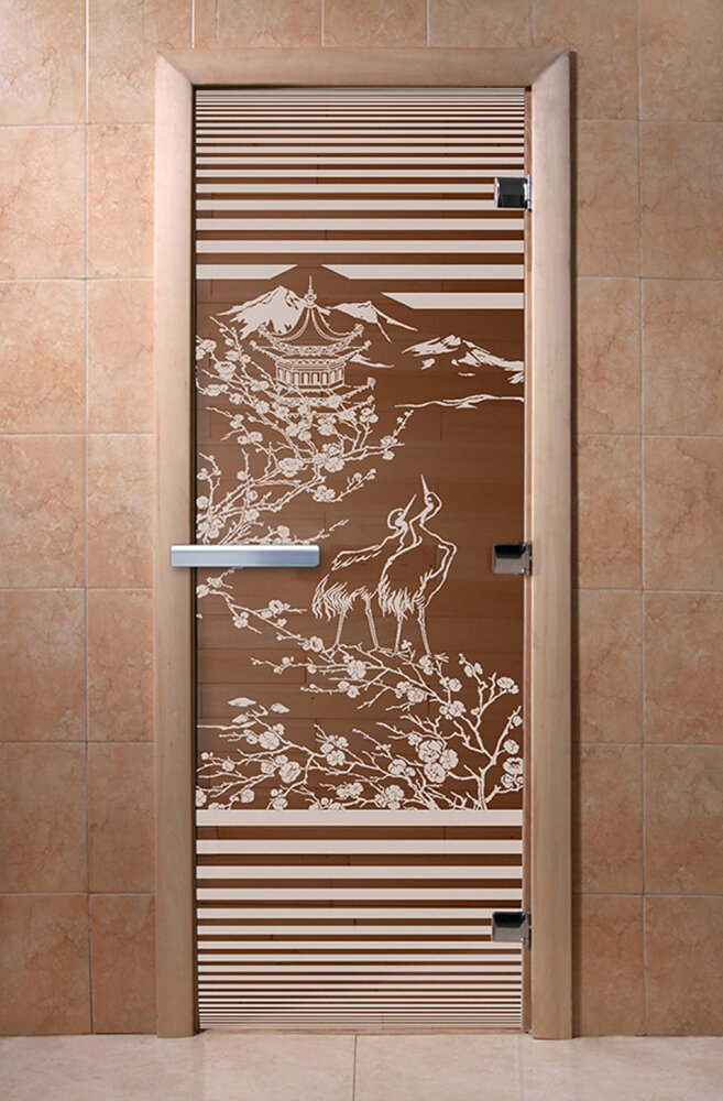 Дверь для бани/сауны DoorWood Япония бронза(Размер 2000*600 мм, Расположение Левая)