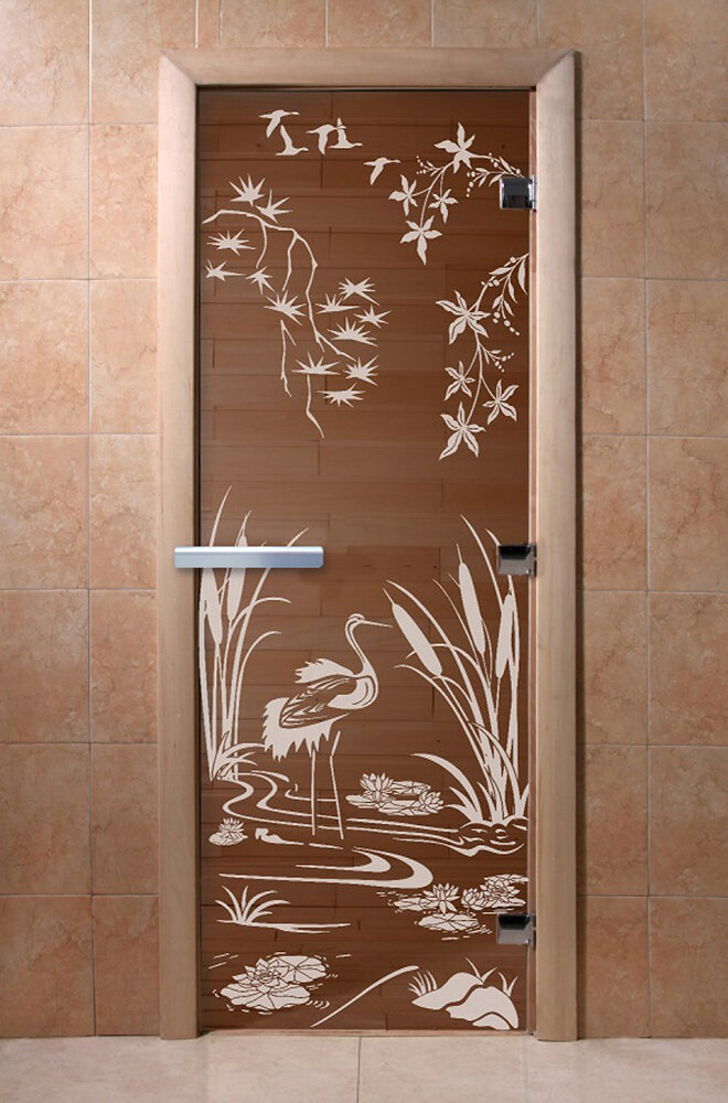 Дверь для бани/сауны DoorWood Камышовый рай бронза(Размер 2100*800 мм, Расположение Левая)