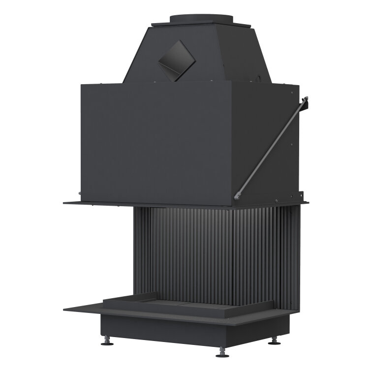 Каминная топка Brunner Urfeuer Panorama 50/44/66/44(Монтажная рама, черная, 60 мм, R2,0°/L2,0°)