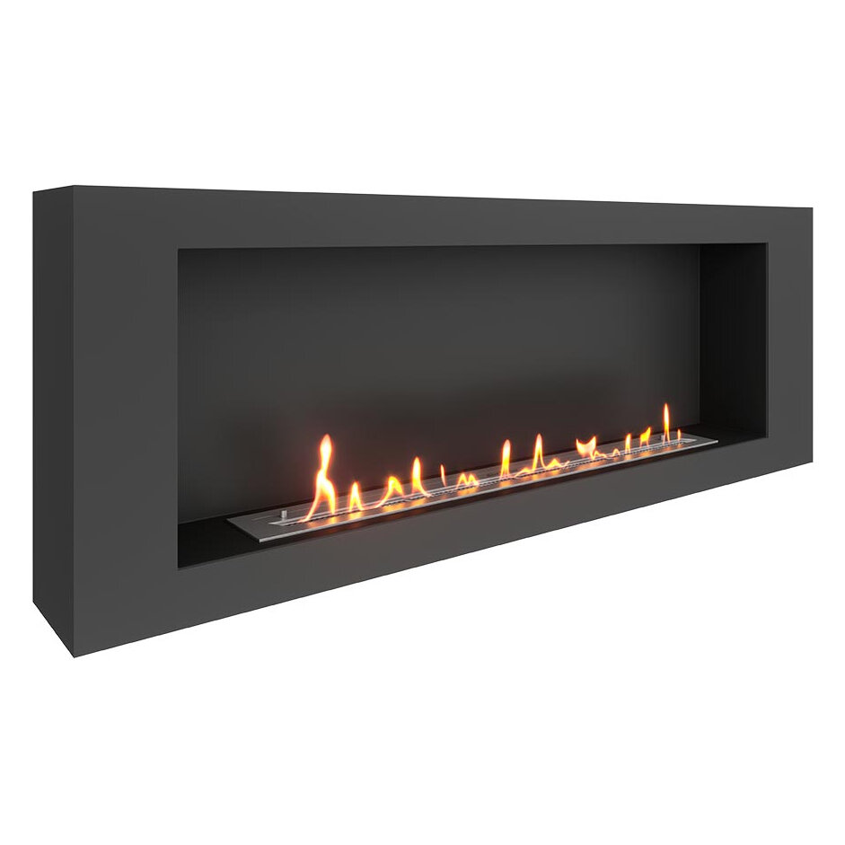 Биокамин SteelHeat WALL LONG 1500(Цвет Черный, Стекло Без стекла, Стемалит Со стемалитом)
