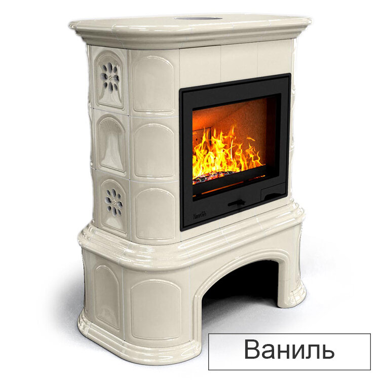 Каминная облицовка КимрПечь Прованс с дровником центральная Л-600(Исполнение Однотонный A, Цвет / Декор Ваниль [A2])