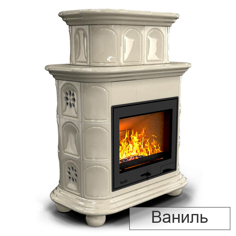 Каминная облицовка КимрПечь Прованс центральный двухъярусный Л-600(Исполнение Однотонный A, Цвет / Декор Ваниль [A2])