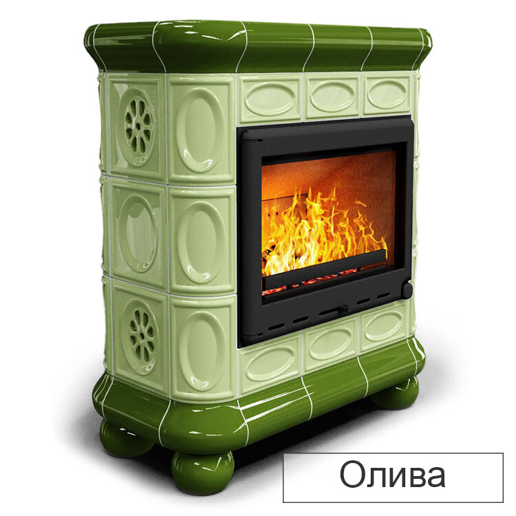 Каминная облицовка КимрПечь Медальон пристенная МЛ-700(Исполнение Однотонный B, Цвет / Декор Олива [D4])