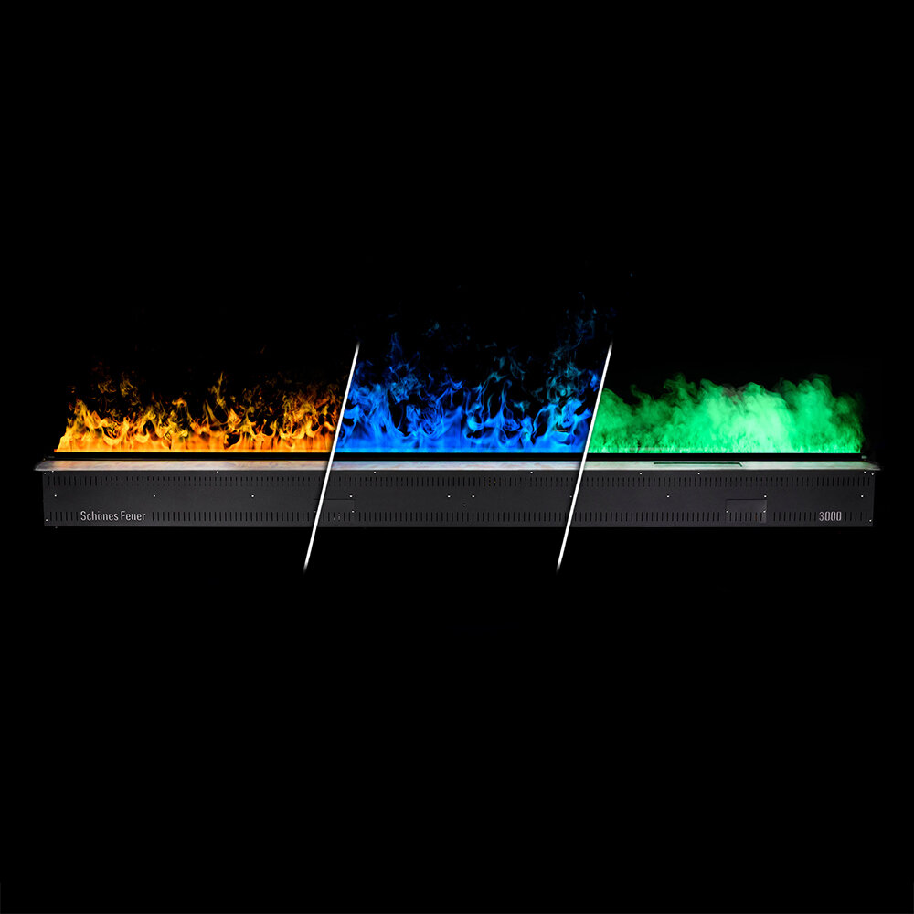 Встраиваемый камин-увлажнитель Schones Feuer 3D Hot Line 3000(RGB) (Панель Нержавеющая)